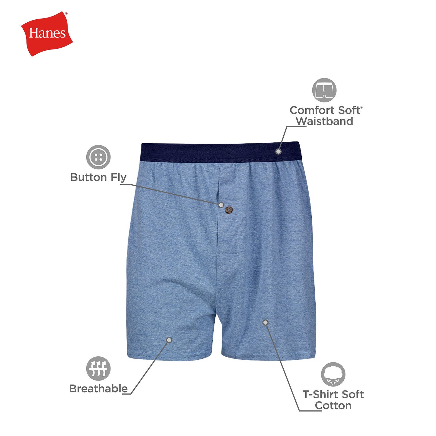 Hanes mens Underwear Boxers Pack, Cool and Breathable Cotton Underwear, Exposed and Comfortflex Waistbands, Multi-pack