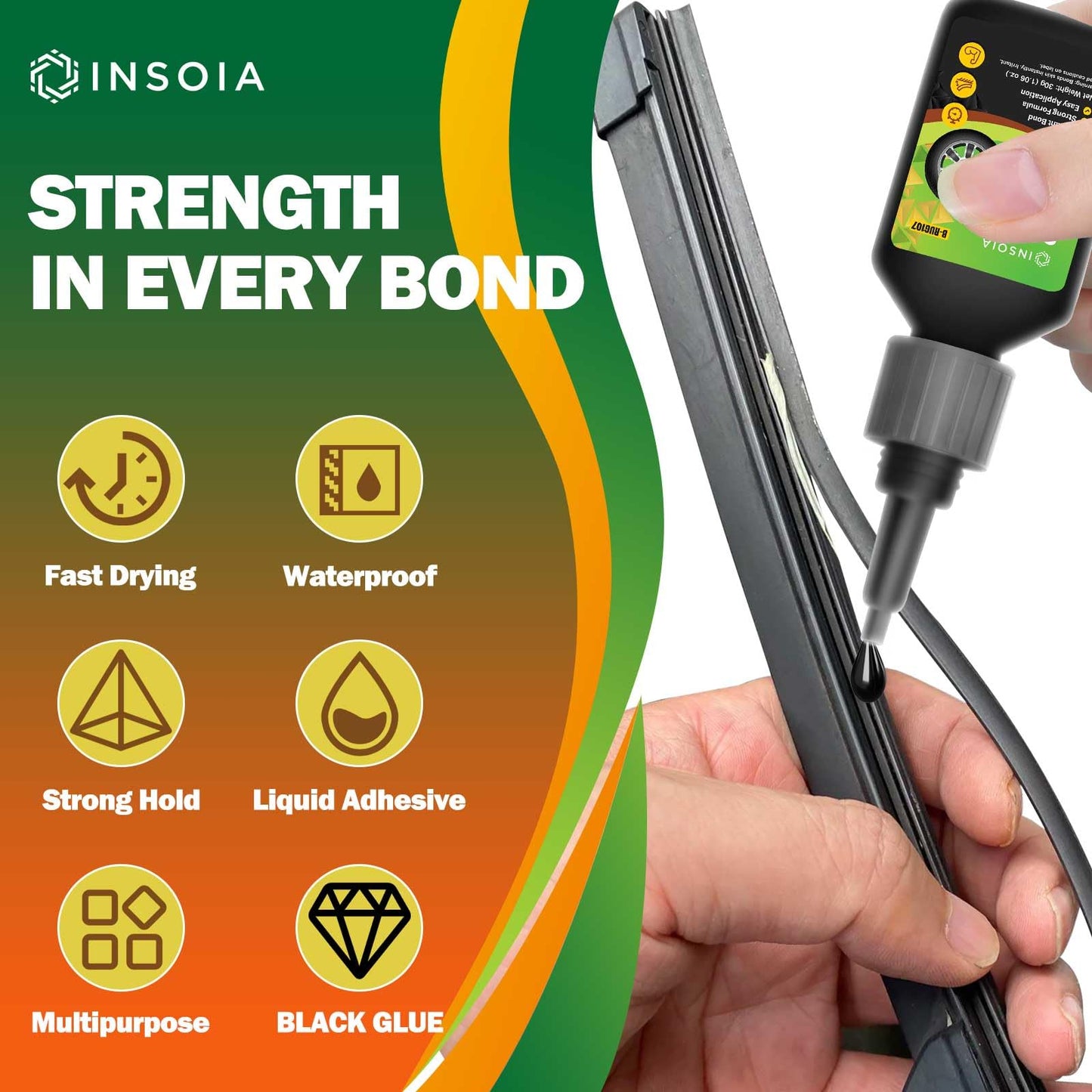 INSOIA Super Medium CA Glue, 20g, Strong Bond, with Precision Tips