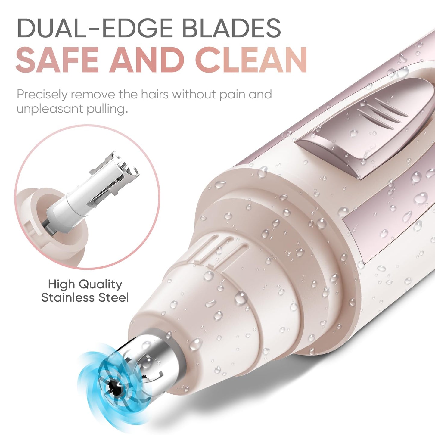 Ear and Nose Hair Trimmer Clipper - 2026 Professional Painless Eyebrow & Facial Hair Trimmer for Men Women,Battery-Operated Trimmer with IPX7 Waterproof,Dual Edge Blades for Easy Cleansing Black