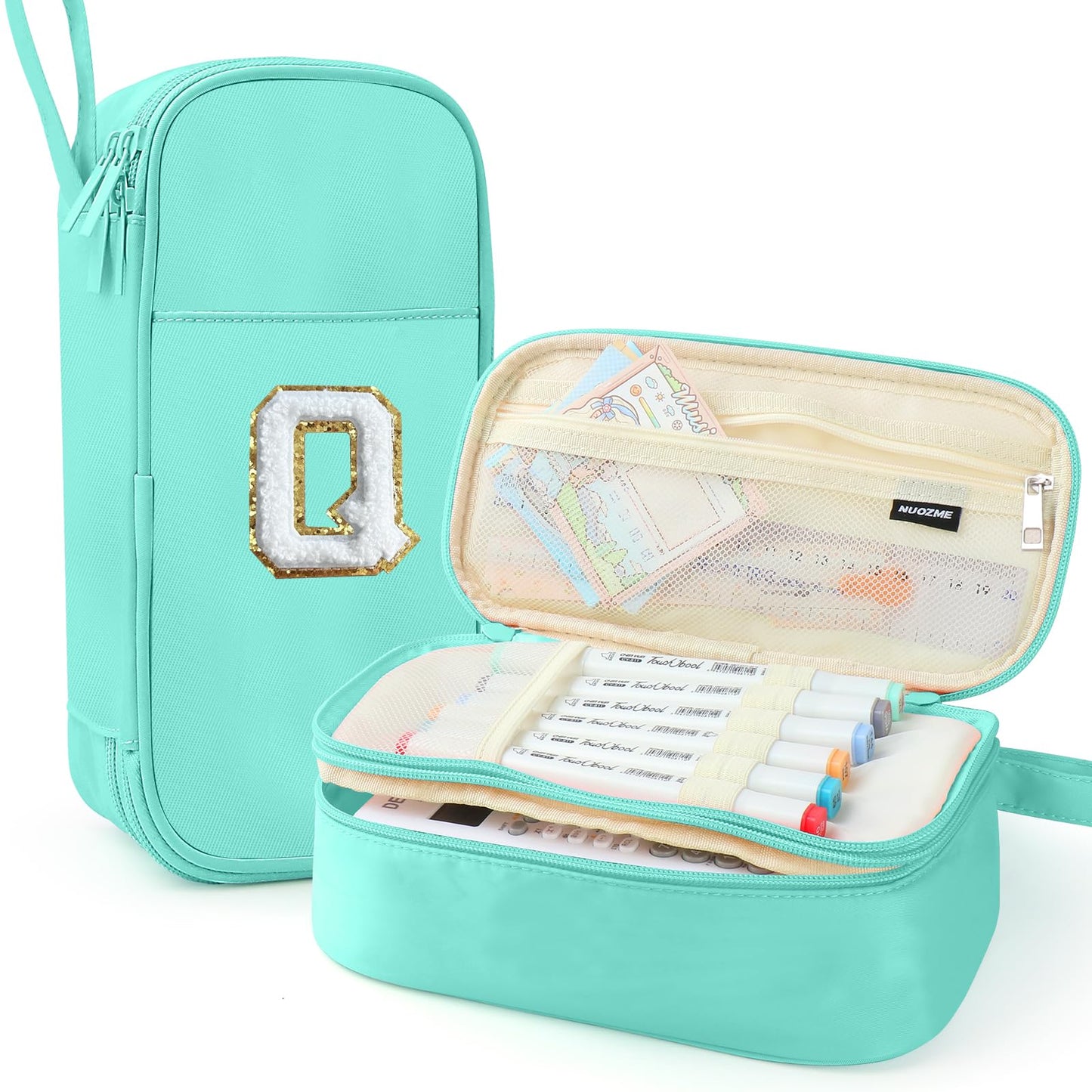Cute Large Pencil Case Pouch,Personalized Initial Pencil Bag for Girls Boy