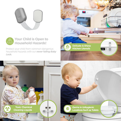 SKYLA HOMES Child Safety Cabinet Locks, White, 8 Pack