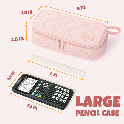 SUNEE Cute Pencil Case, Soft Corduroy Large Capacity Pencil Pouch, Aesthetic Zipper Pencil Bag, Big Storage Pen Organizer for Stationery, Pencil Box Back to School Supplies for Teen Girls Boys, Beige