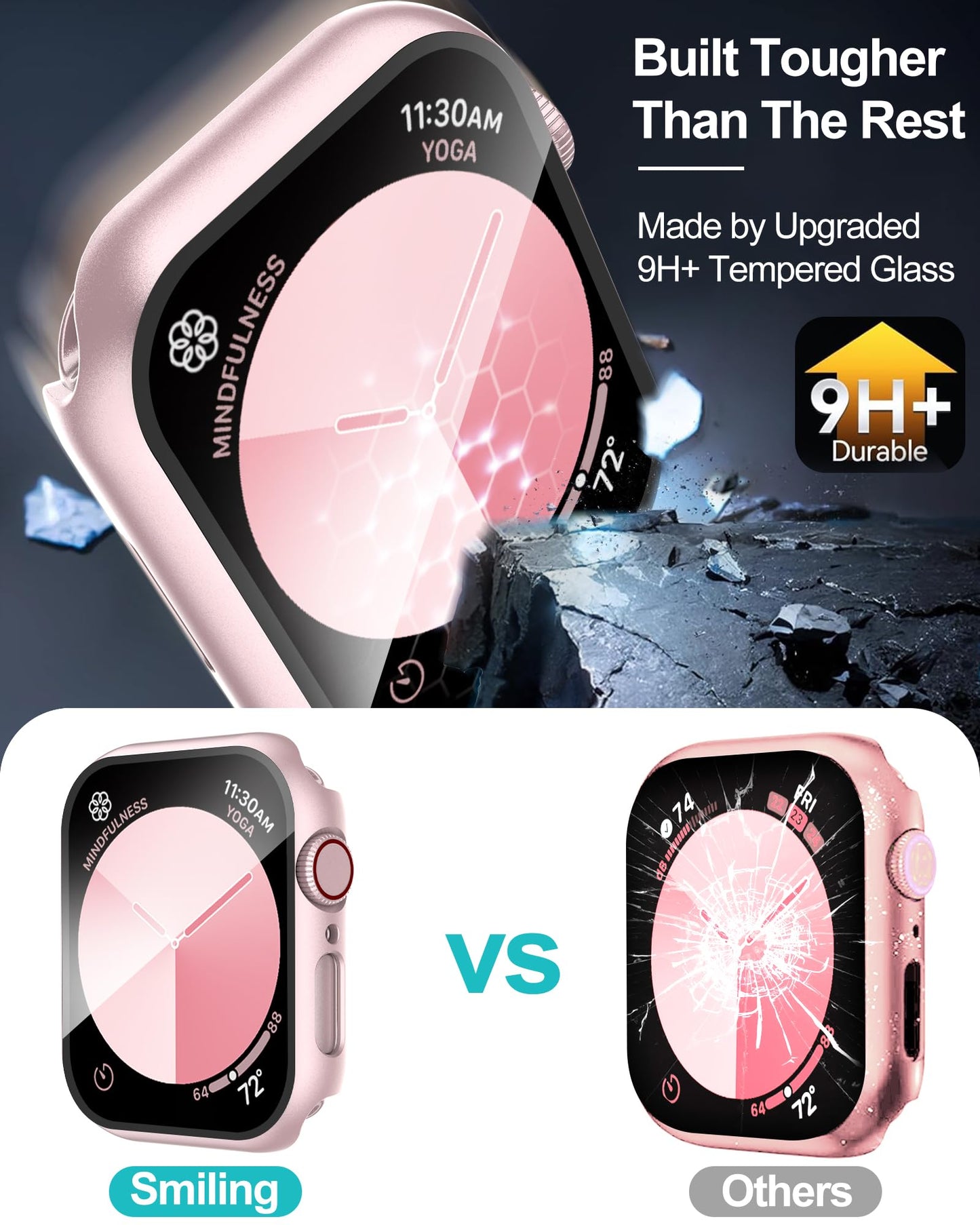 Smiling 2 Pack Case Compatible with Apple Watch SE 3 (2025)/ SE 2/ SE/Series 6/5/4 40mm with Tempered Glass Screen Protector, Hard PC Case Overall Protective Cover- 1 Blue+ 1 Transparent