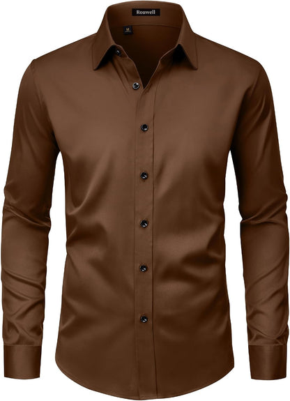 Men’s Wrinkle Free Dress Shirts Regular Fit Long Sleeve Non Iron Business Casual Wedding Stretch Button Down Shirt