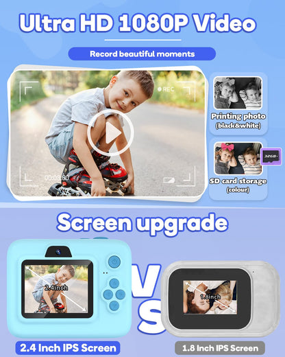 Dylanto Kids Camera Instant Print,1080P Kids Instant Cameras that Print Photos,Christmas Birthday Gifts for Girls Age 3-12,Portable Toy for 3 4 5 6 7 8 9 10 Year Old Girls Boys Pink