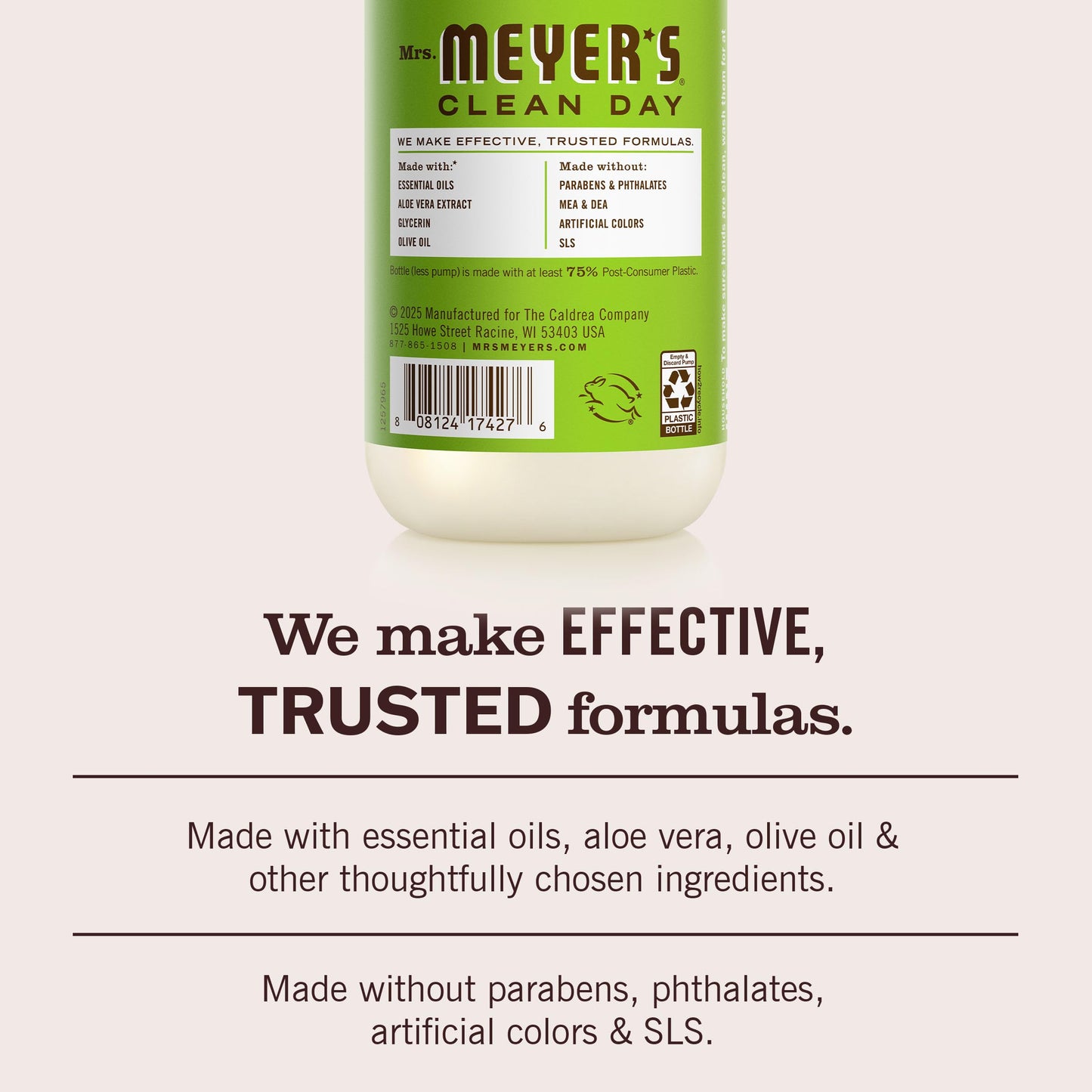 MRS. MEYER'S CLEAN DAY Hand Soap, Basil Scent, 12.5 Fl Oz Bottle - 3 Pack