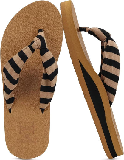 KuaiLu Flip Flops for Women with Arch Support Summer Beach Thong Sandals