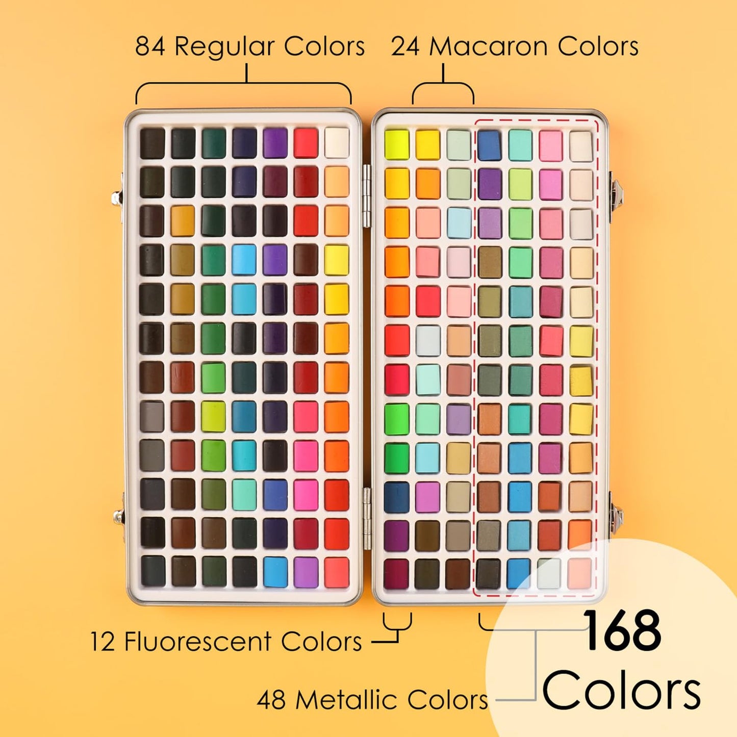 Grabie 50 Color Watercolor Paint Set with Brush Pens