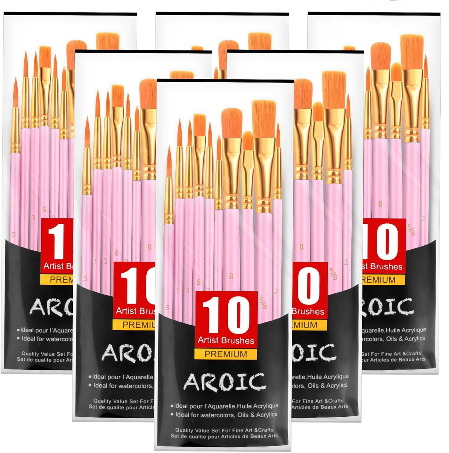 AROIC 10 Pcs Paint Brushes, Acrylic Oil Watercolor Painting Brush Set