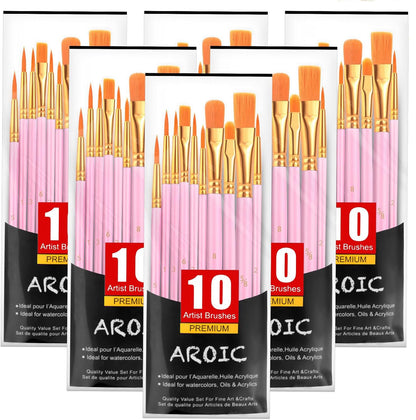 AROIC 10 Pcs Paint Brushes, Acrylic Oil Watercolor Painting Brush Set
