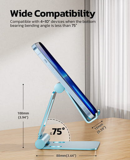 Nulaxy Full Aluminum Dual Folding Cell Phone Stand for Desk, Black
