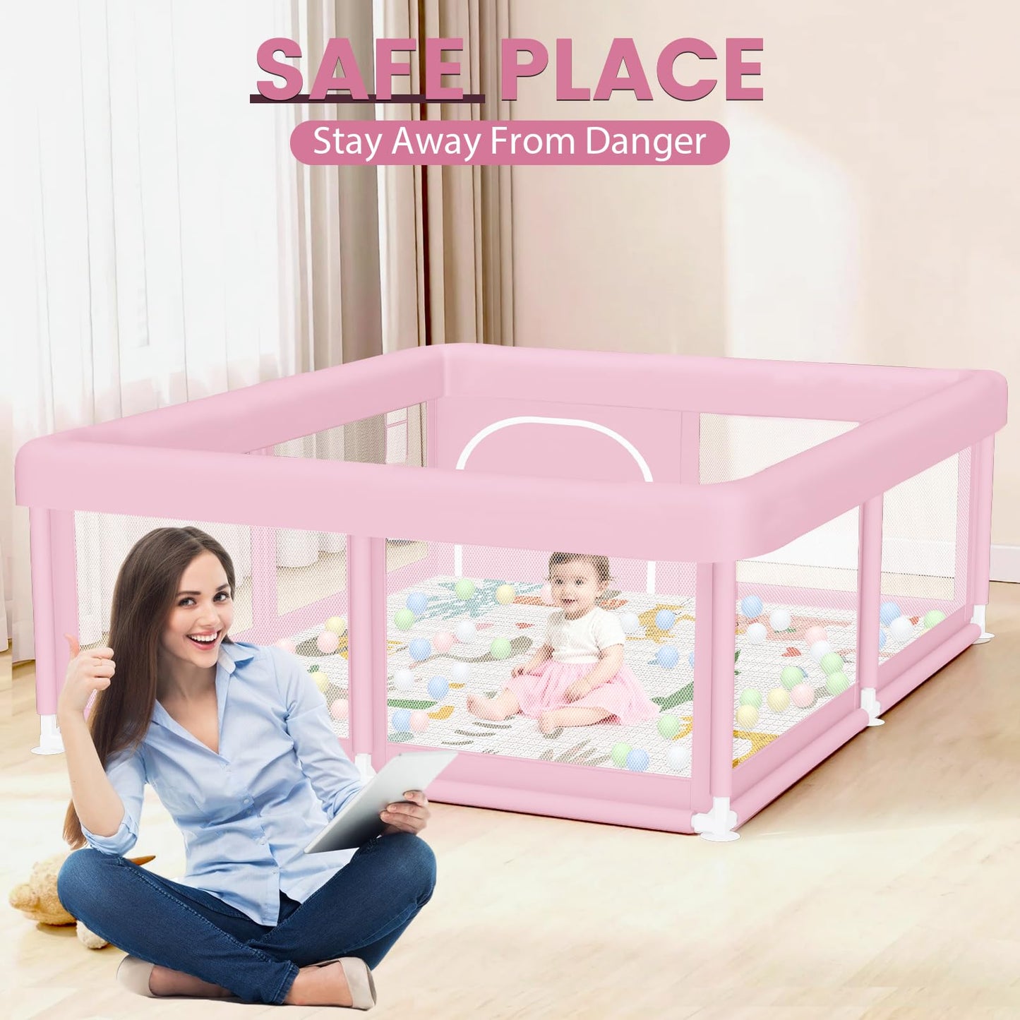 Hiaksedt Baby Playpen 50x50 Inch, Play Pens for Babies and Toddlers