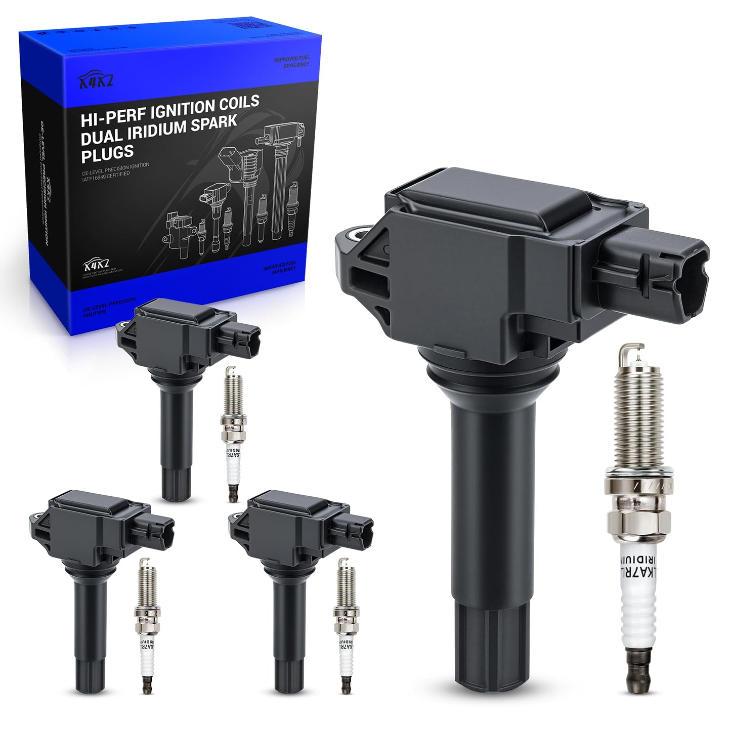 UF667 Ignition Coil & ILZFR6D11 Double Iridium Spark Plug for BMW 2.5-6.0L