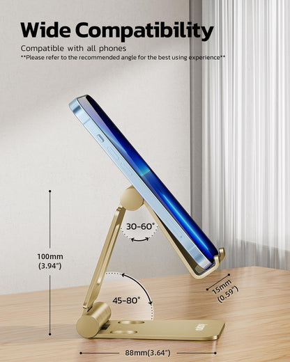 Nulaxy Full Aluminum Dual Folding Cell Phone Stand for Desk, Black