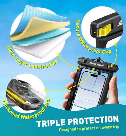 Hiearcool Waterproof Phone Pouch, Waterproof Phone Case, Black&Green 2-Pack