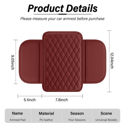 Amiss Car Center Console Cover, Upgraded Leather Car Armrest Cushion with 2 Storage Pockets, Universal Waterproof Cushion Pad, Non-Slip Car Interior Accessories, Fits Most Sedans SUVs Trucks (Black)