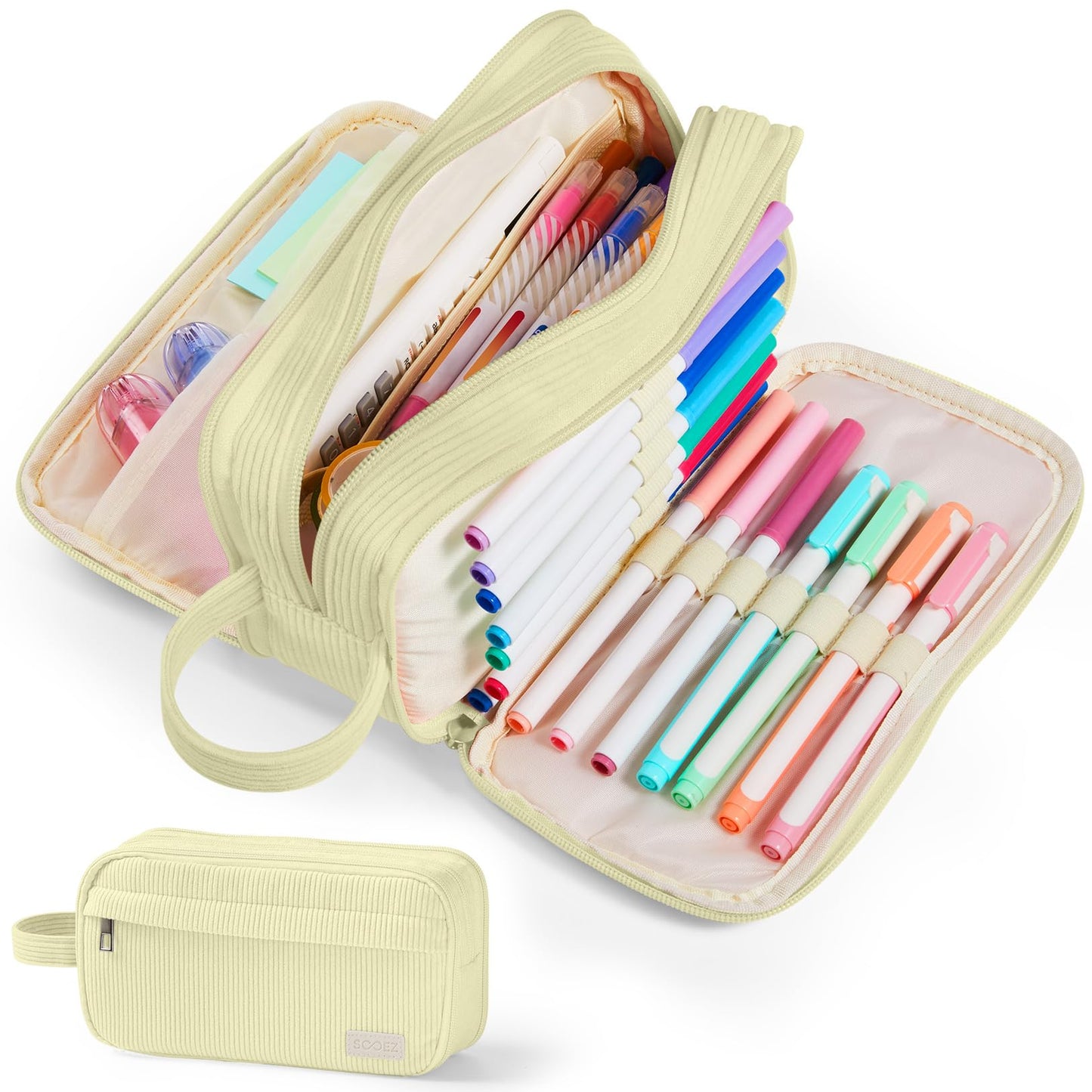Sooez High Capacity Pencil Case, Soft Corduroy Pencil Pouch