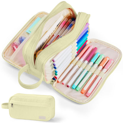 Sooez High Capacity Pencil Case, Soft Corduroy Pencil Pouch