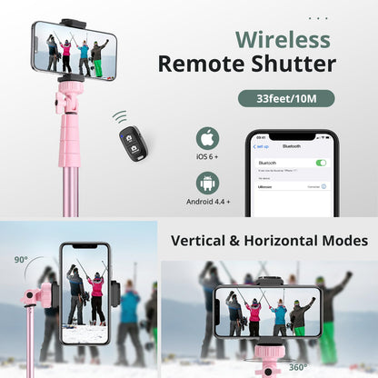 SENSYNE 72" Phone Tripod, Extendable Cell Phone Tripod Stand, Selfie Stick with Wireless Remote and Phone Holder, Compatible with iPhone Android Phone, Camera