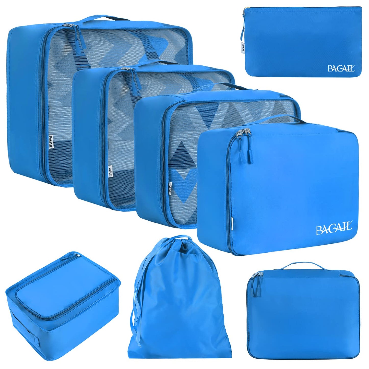BAGAIL 8 Set Packing Cubes Luggage Packing Organizers for Travel Accessories-Cream