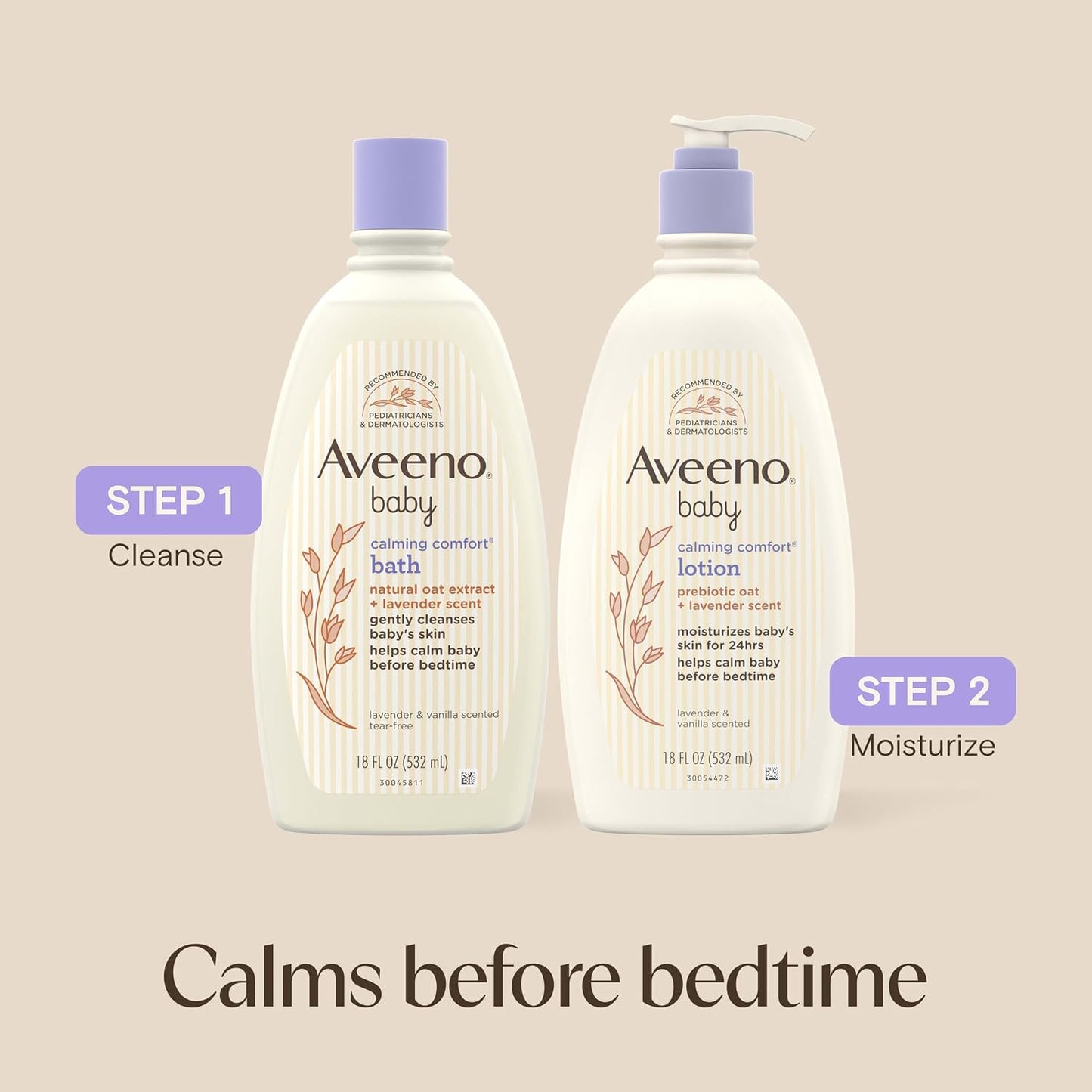 Aveeno Baby Calming Comfort Bath, Body & Hair Wash, Tear Free, 18 fl. oz