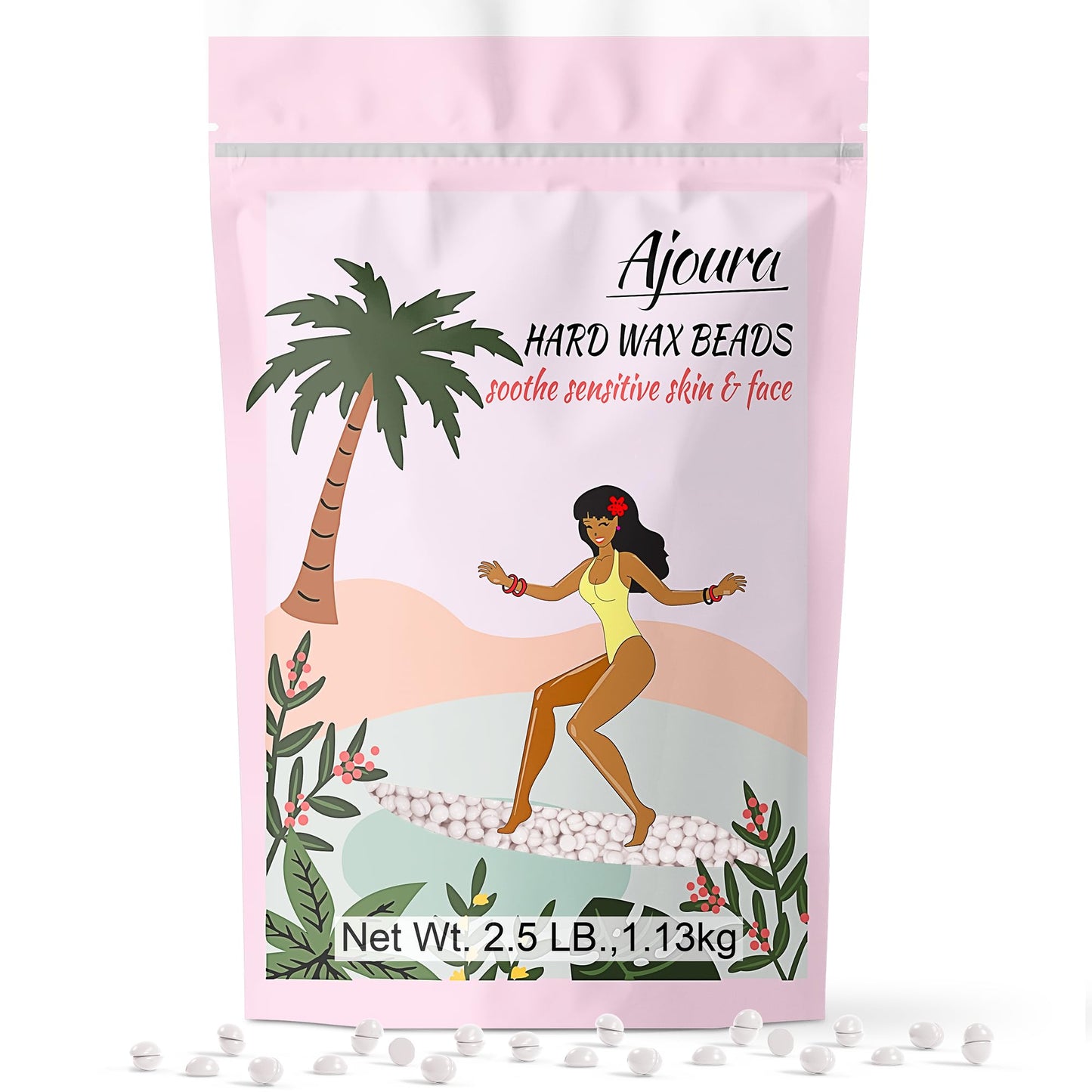 Ajoura 1 lb Hard Wax Beads for Hair Removal, Chamomile Wax Beans, Blue
