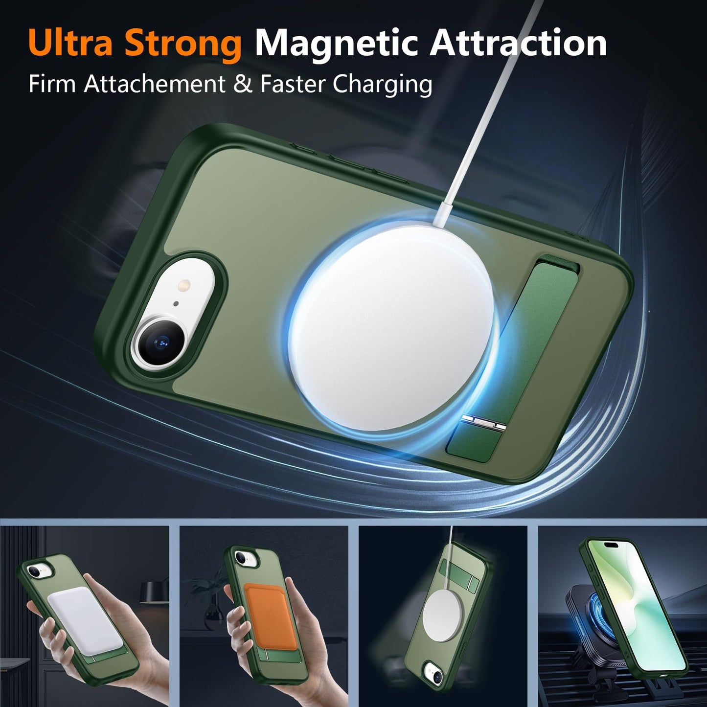 SPIDERCASE Magnetic for iPhone 17 Pro Max Case,with Kickstand,Clear