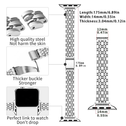 QUNDAXI Slim Watch Band Compatible with Apple Watch 41mm 45mm 42mm 44mm 40mm 38mm Metal Stainless Steel Watchband Suitable for iWatch 11/10/9/8/7/6/5/4/3/2/1/SE Series Women Luxury Strap