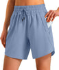 Ksmien Women's 5"/7" Athletic Running Shorts Quick Dry with Zipper Pockets