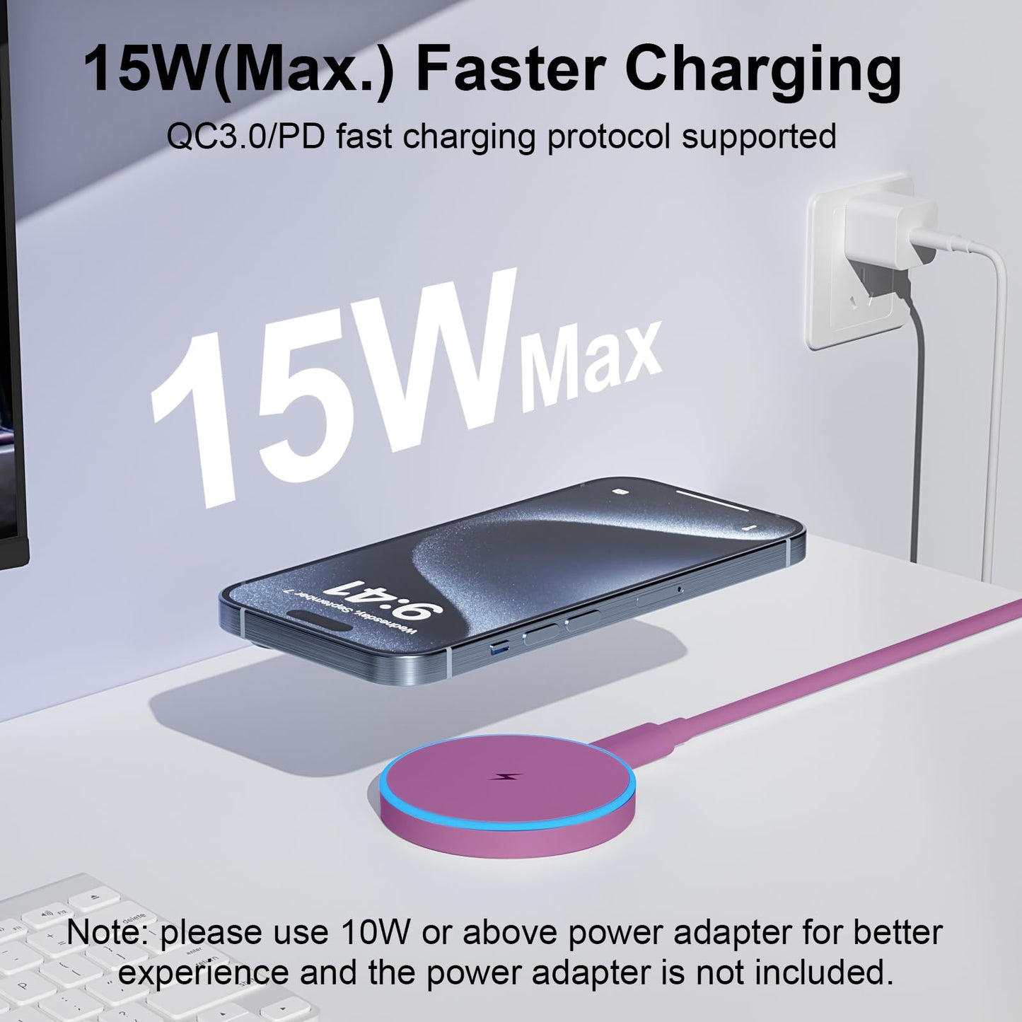 MagSafe Charger 2 Pack 15W Magnetic Wireless Charger Fast Charging Pad Compatible with iPhone 17/16/15/14/13/12 Series & AirPods 3/2/Pro Magnetic MagSafe Charging Pad with Dual Ports-Blue