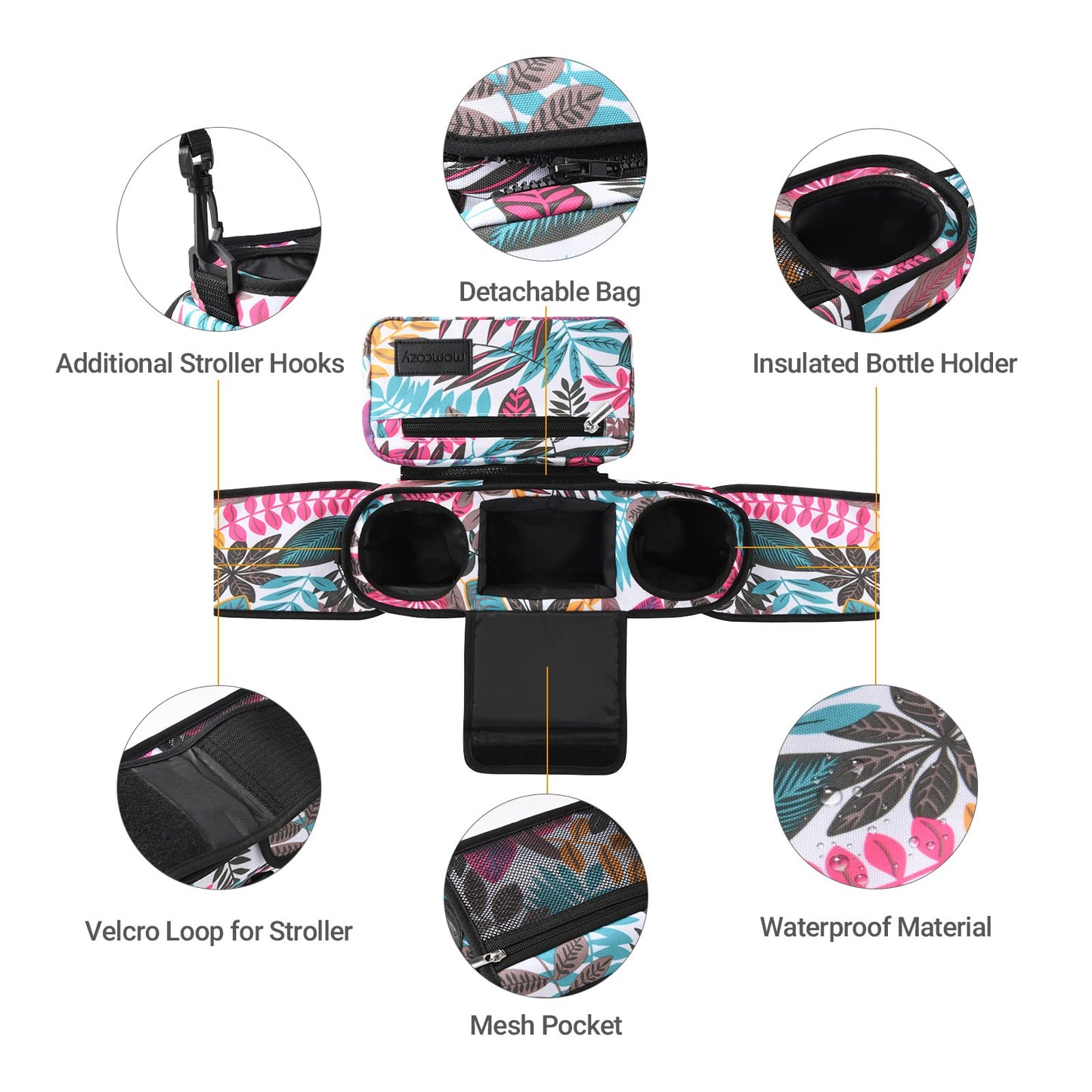 Momcozy Universal Stroller Organizer with Insulated Cup Holder