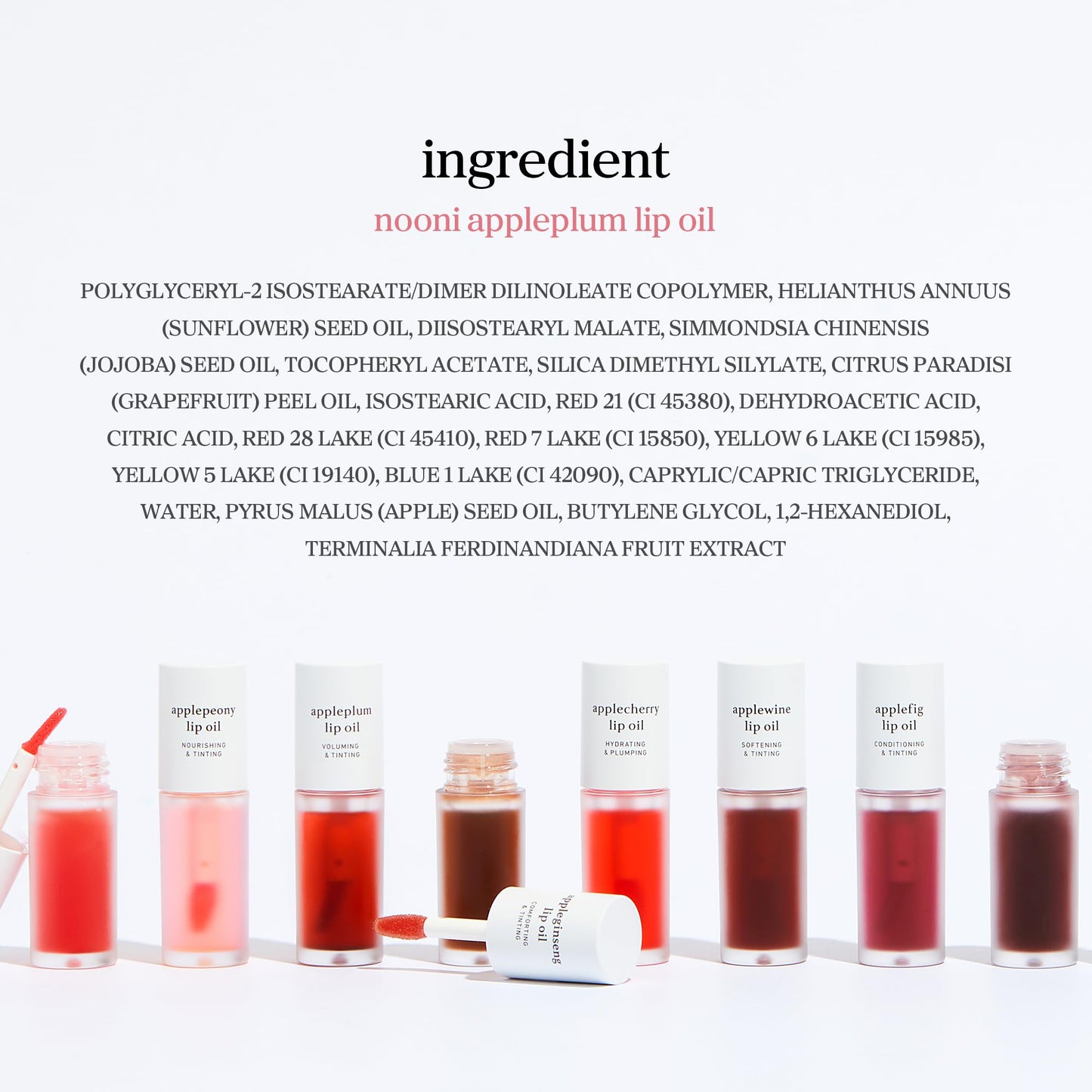 NOONI Korean Lip Oil - Applepeony - pH Color-Changing Plumping Lip Gloss