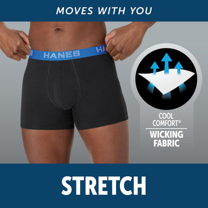 Hanes Men's Boxer Brief Underwear Pack, Stretch Cotton Boxer Briefs for Men, Moisture-wicking, 6-pack
