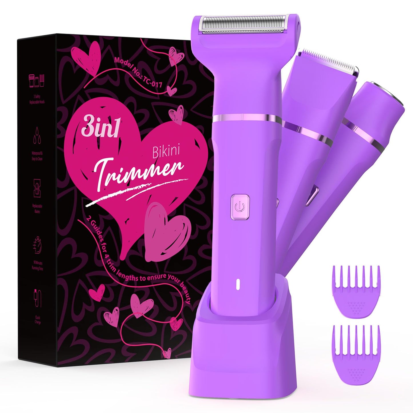 Risina 2-in-1 Bikini Trimmer for Women, Women's Electric Razor, Face Shaver