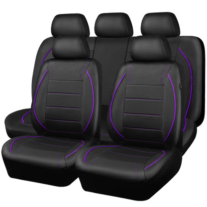 CAR PASS Universal FIT Piping Leather Car Seat Cover, for suvs,Van,Trucks,Airbag Compatible,Inside Zipper Design and Reserved Opening Holes (Full Set, Black and Red)