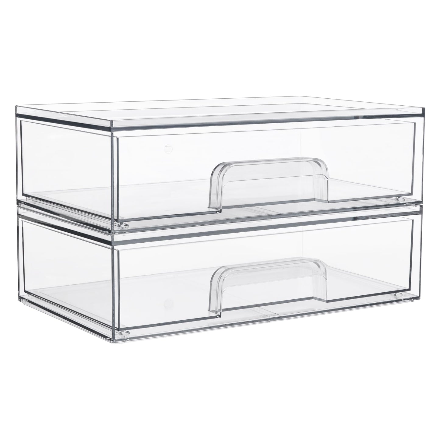 Vtopmart 2 Pack Small Clear Stackable Storage Drawers for Desk, Countertop