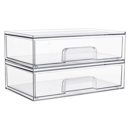 Vtopmart 2 Pack Small Clear Stackable Storage Drawers for Desk, Countertop