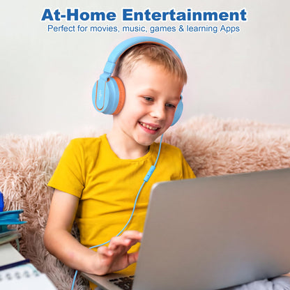 AILIHEN I35 Kids Headphones for School with Mic, 93dB Safe Volume, Orange
