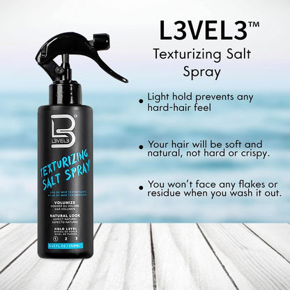 L3 Level 3 Sea Salt Spray for Hair, Texturizing, Beachy Waves, 8.45 fl oz