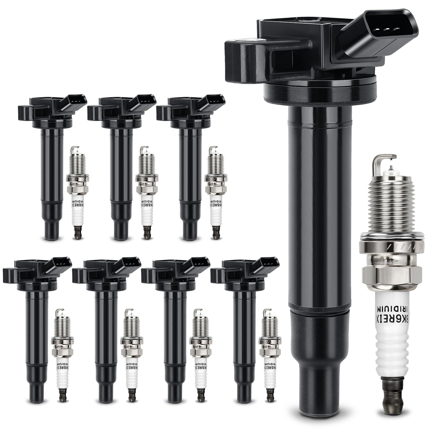 UF667 Ignition Coil & ILZFR6D11 Double Iridium Spark Plug for BMW 2.5-6.0L