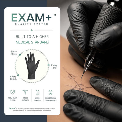 BEASTEK Black Nitrile Exam Gloves, 4 Mil, Powder-Free Food Prep Disposable