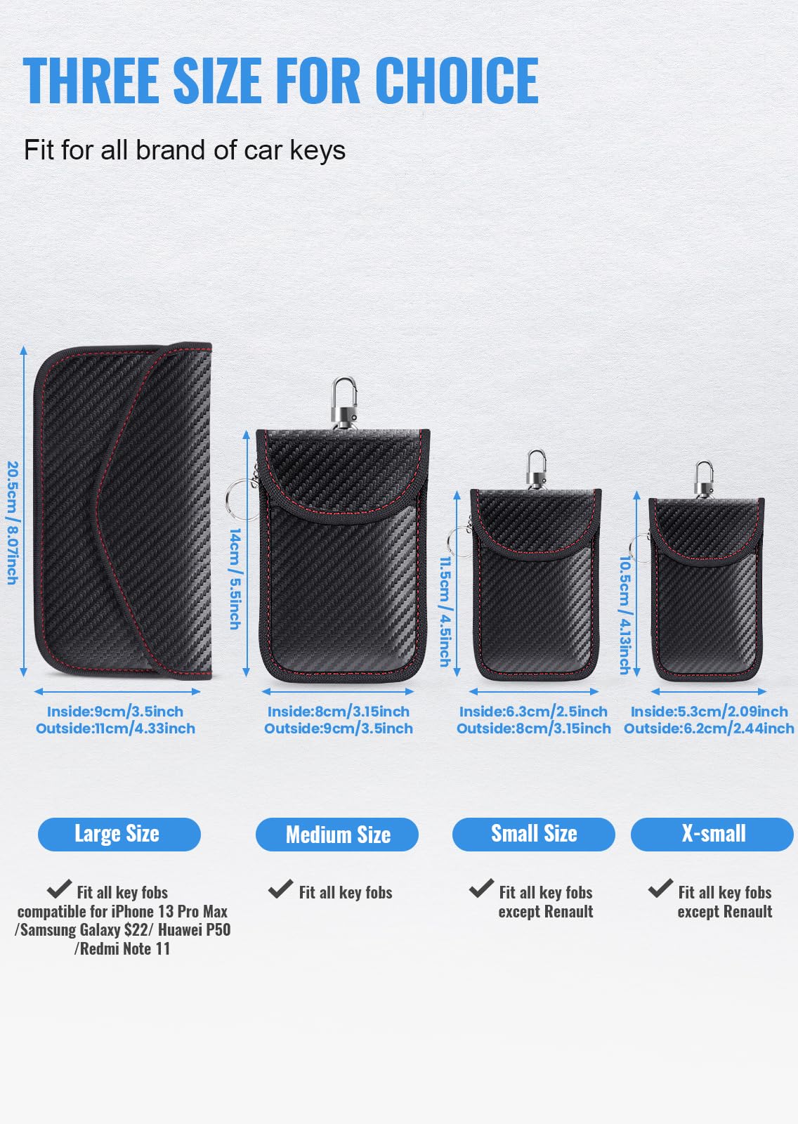 Faraday Pouch for Car Keys, Faraday Bag, Car RFID Signal Blocking Holder, Key Fob Protector, Key fob cage Block Signal Anti-Theft Fob Case Red,M