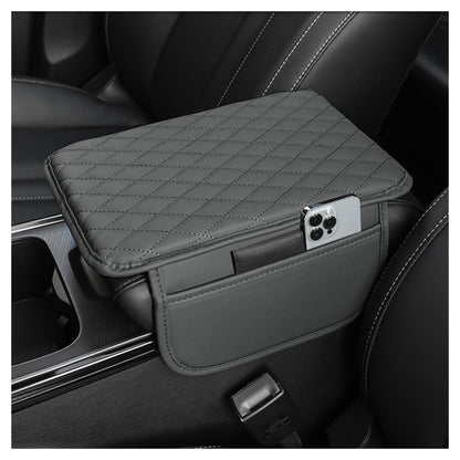 Stacool Upgraded Car Center Console Cover,Microfiber Leather Car Armrest Cover Cushion with 2 Storage Bags,Universal Car Armrest Storage Box (Black)