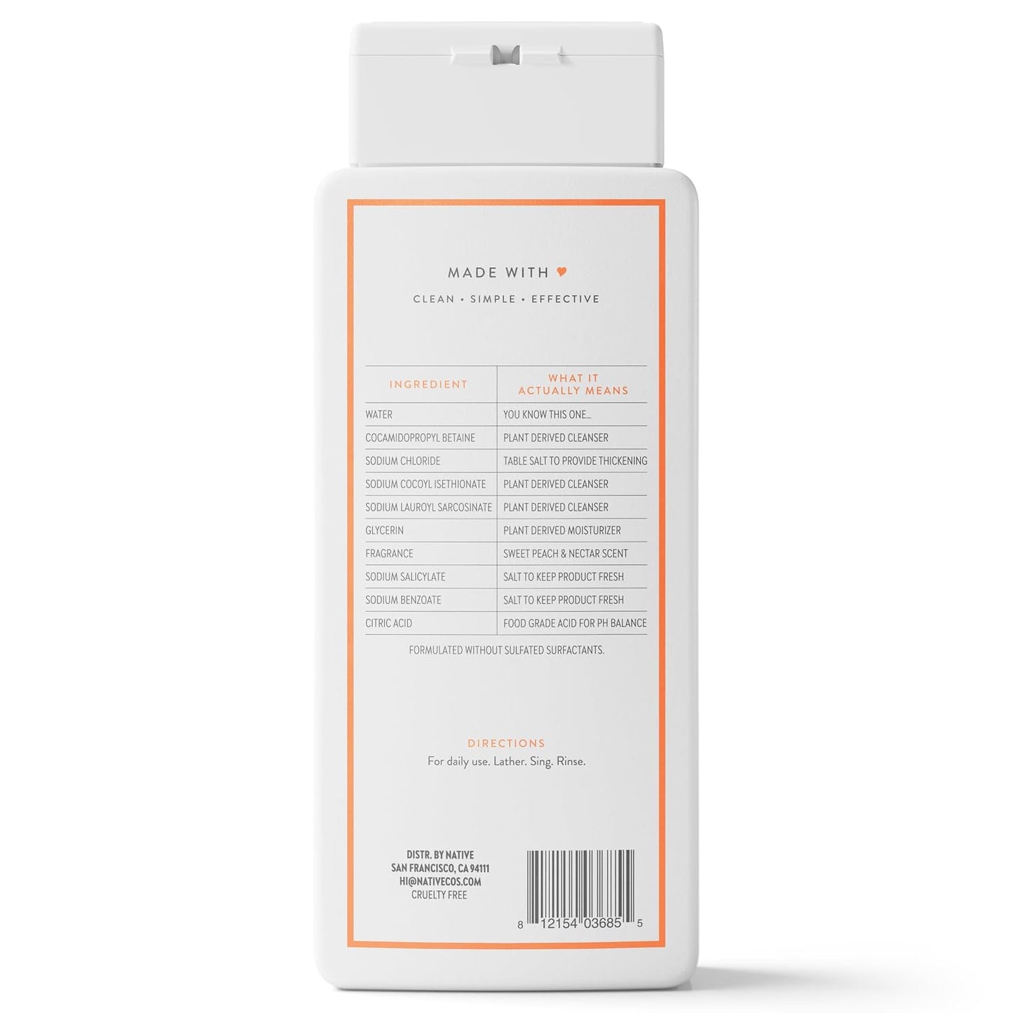 Native Clean Body Wash, Gentle & pH-balanced for Sensitive Skin, 24-Hr Freshness for Women & Men, Vegan & Cruelty-Free, Free of Sulfates, Parabens & Phthalates, Cashmere & Rain, 18 fl oz