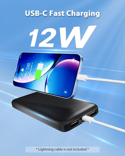 Miady 2-Pack Portable Charger, Slim 10000mAh Power Bank Travel Battery Pack