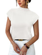 Sampeel Womens Short Sleeve Sweater Mock Neck Summer Top Dressy Casual Basic Knit Pullover Shirt