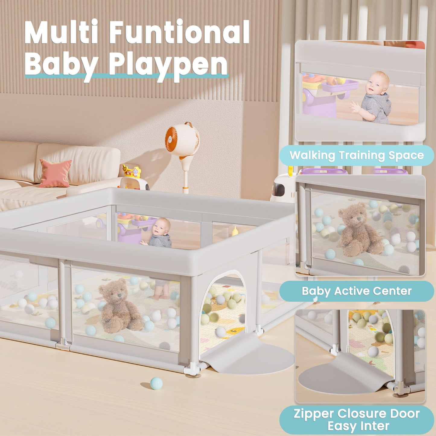 Hiaksedt Baby Playpen 50x50 Inch, Play Pens for Babies and Toddlers