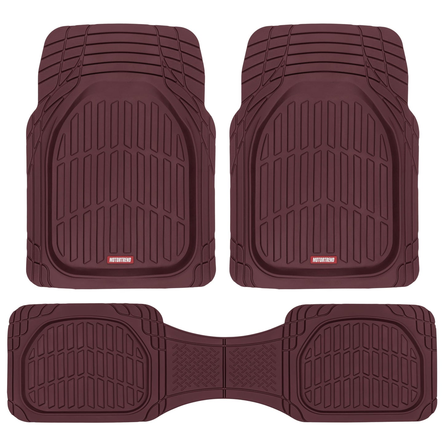 Motor Trend -2 Piece Front Car Floor Mats- Black FlexTough Contour Liners-Deep Dish Heavy Duty Rubber Floor Mats for Car SUV Truck & Van-All Weather Protection, Universal Trim to Fit