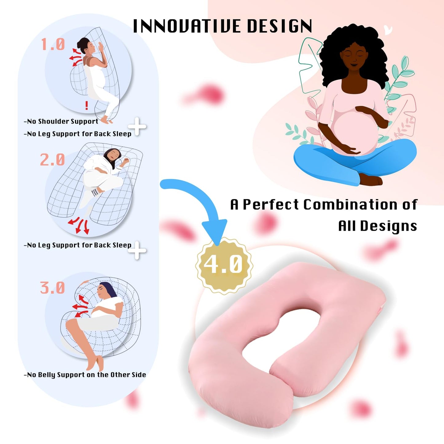 ALLOPERA Pregnancy Pillow, Full Body Maternity Pillow 57 inch, with Removable Washable Cover - Sleep Support for Legs, Back, Neck, Shoulder, HIPS, Belly, Velvet Cover-Grey-Dark Blue
