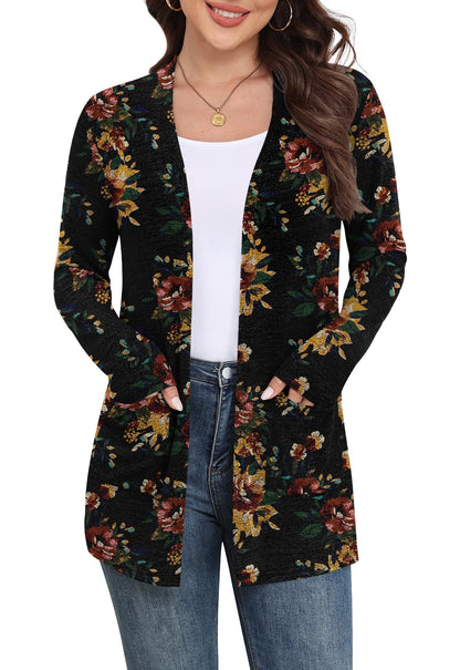Yincro Women Lightweight Cardigan Long Sleeve Open Front with Pockets S-3XL